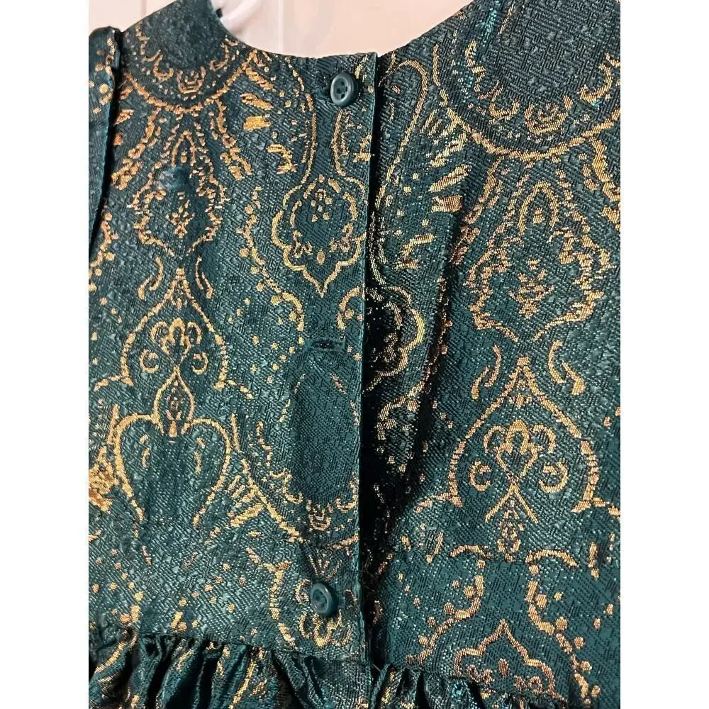Girls Teal and Gold Party Dress - Picture 7 of 8